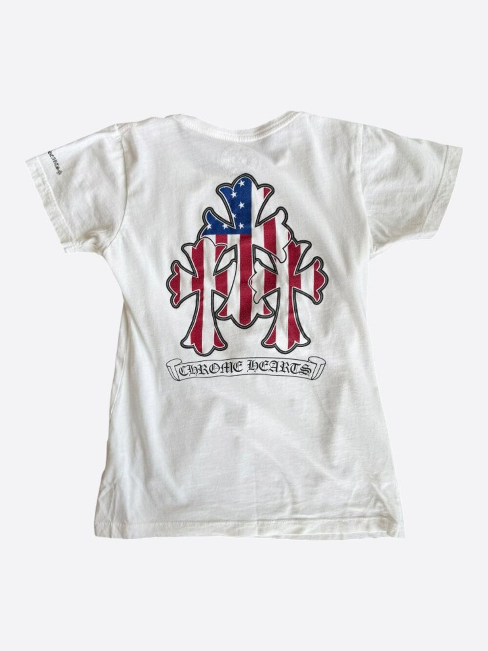 Chrome Hearts White & Black USA Triple Cross Logo Women's T-Shirt